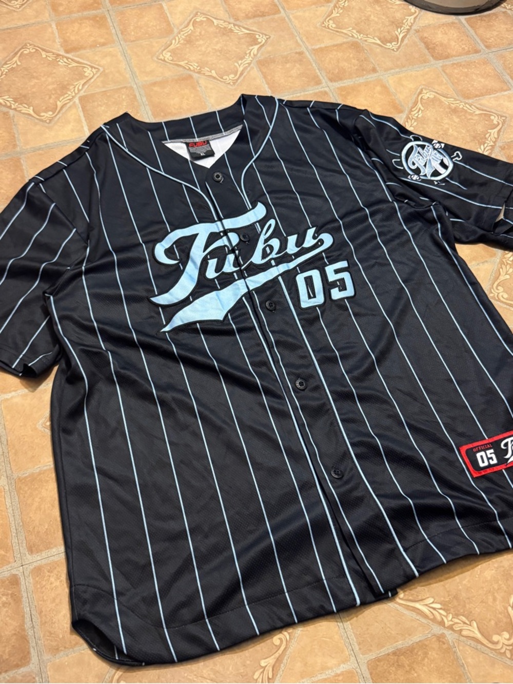 Vintage FUBU 05 Pinstripe Baseball Jersey - Size XL